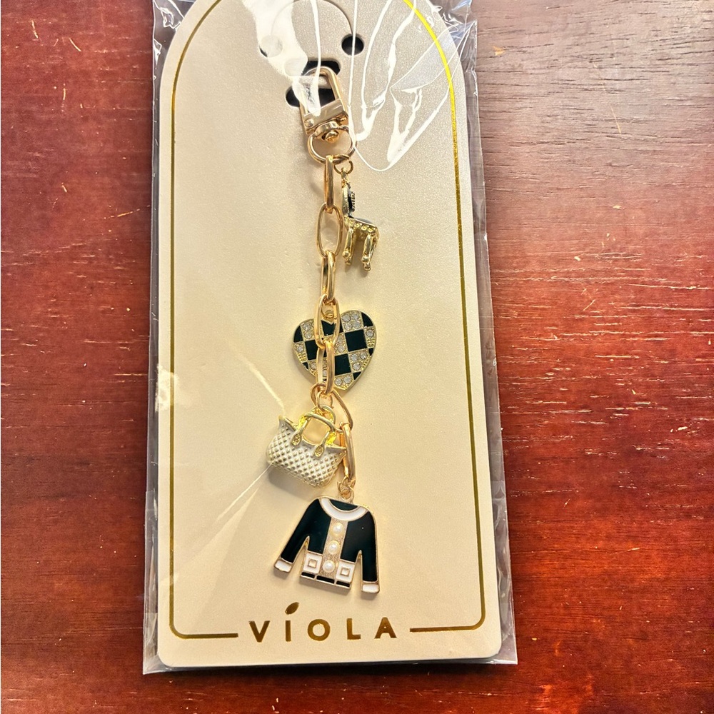 Black and Gold Charm Key & Card Holder